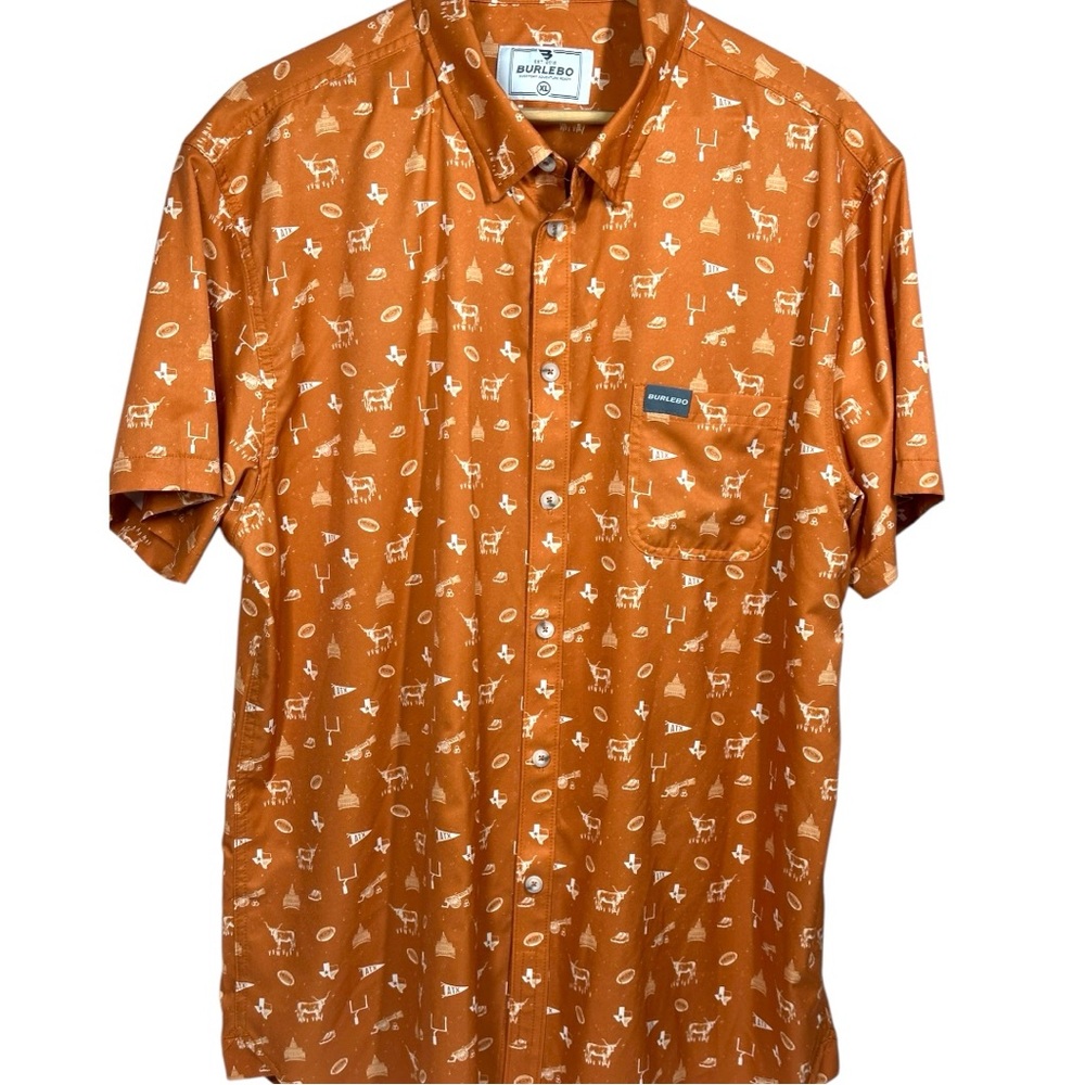 Burlebo University of Texas Longhorns Orange Button Up Shirt Men's XL Quick Dry - Picture 5 of 11